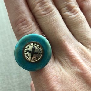 Fossil Turquoise Gold Ring Size 7